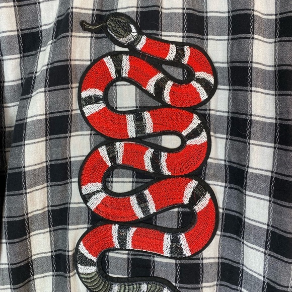 Lucky Brand Buffalo Check Taylor Swift Snake Embroidery Western Button Down XL - Picture 3 of 8